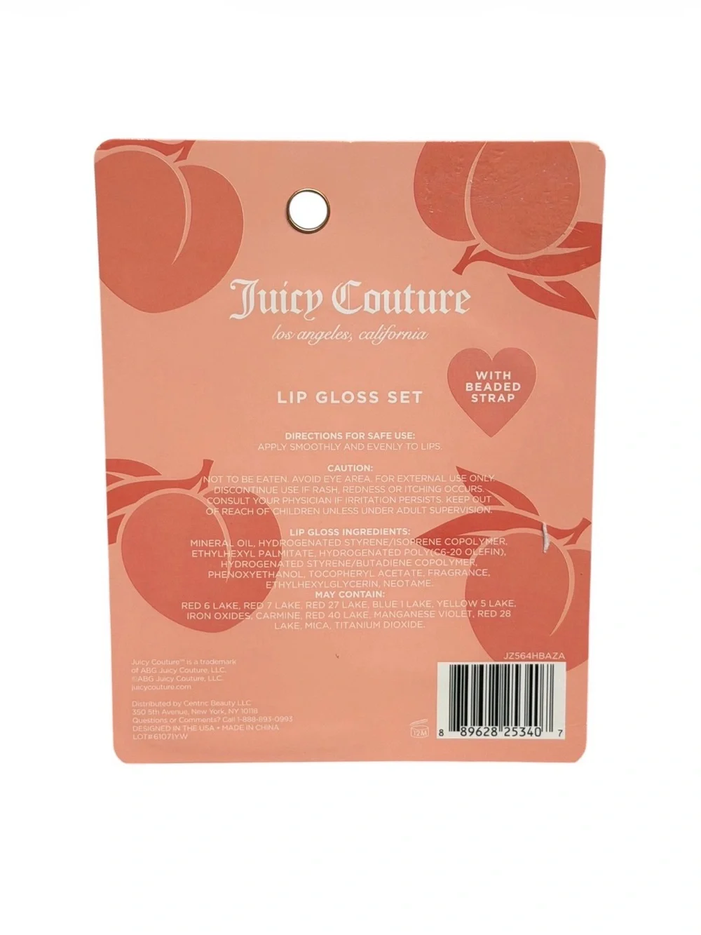 NEW Juicy Couture Peach Lip Gloss Set Beaded Keychain Strap Pumpkin Fall Beauty